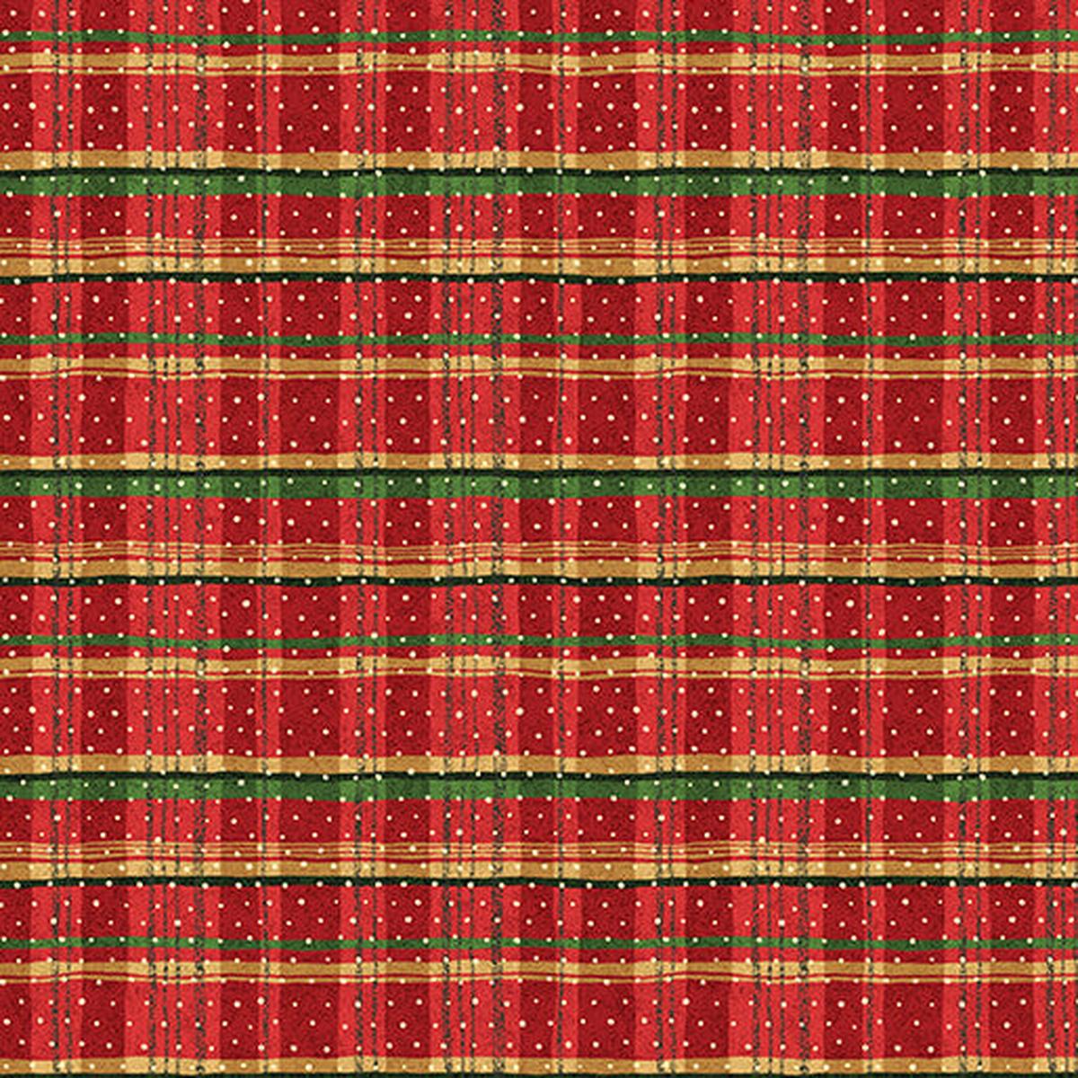 12 Days of Christmas Plaid Red Nancy Halvorsen Benartex Cotton Fabric BE-17273-10