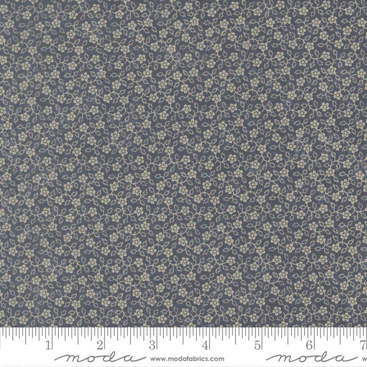 Bluebirds Nest Flowering Vine Small Floral Medium Blue Kansas Troubles Quilters Moda Cotton Fabric MD-9806-34