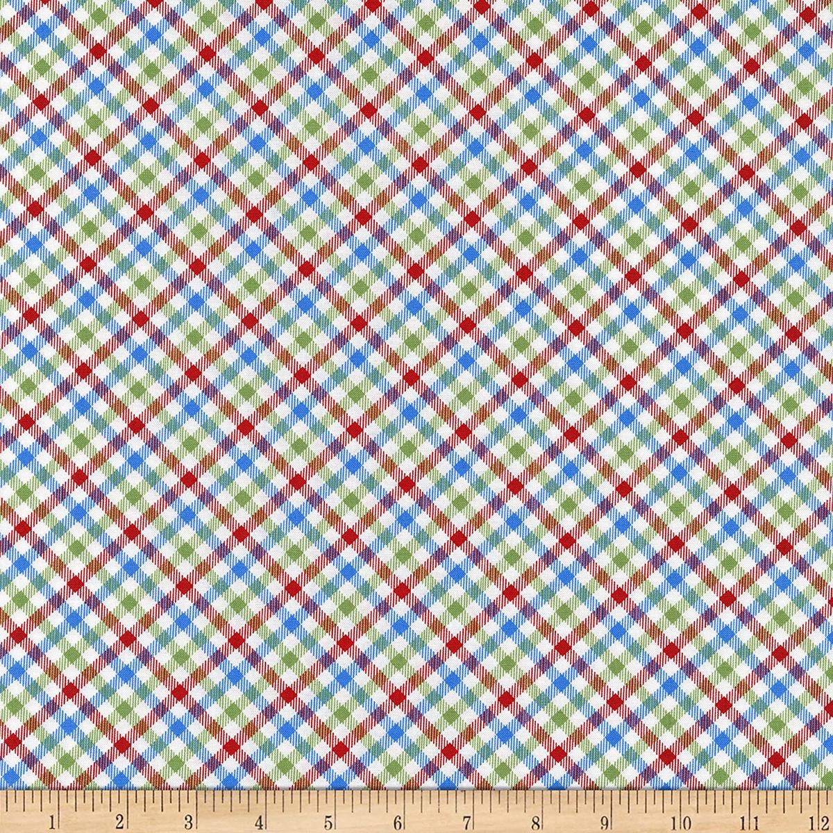 Winter Welcome Diagonal Gingham White Northcott Fabrics Cotton Fabric