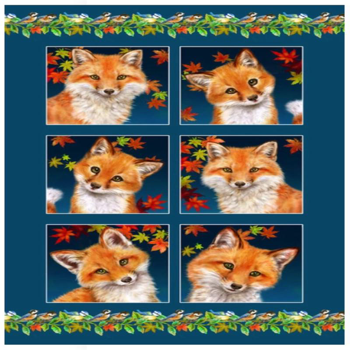Auburn Fox Continuous Block Panel 248221 Navy Kayomi Harai Studio ECotton Fabric