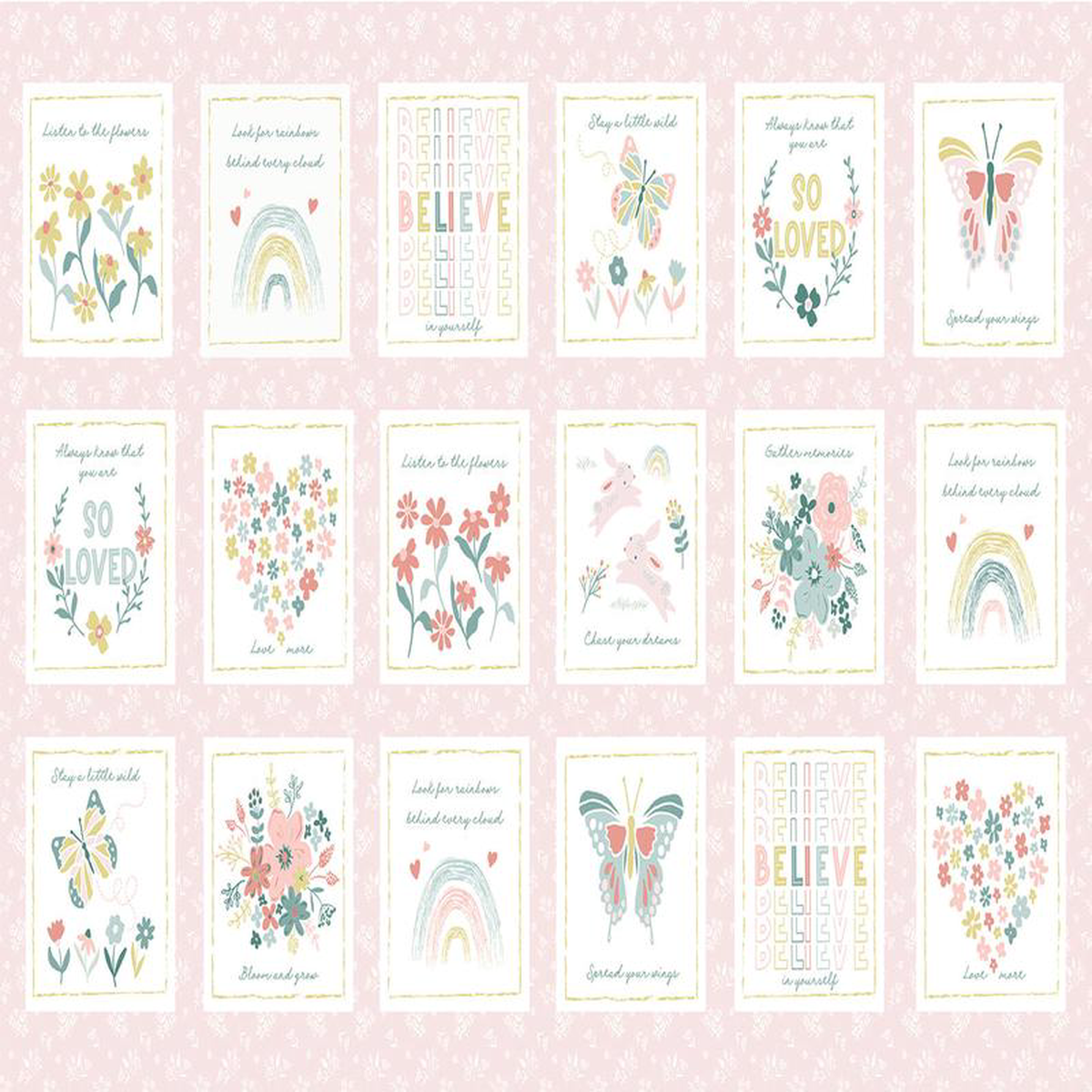 Blossom and Grow Block Panel 248243 Maureen Fiorelli Studio ECotton Fabric SE 6091-22