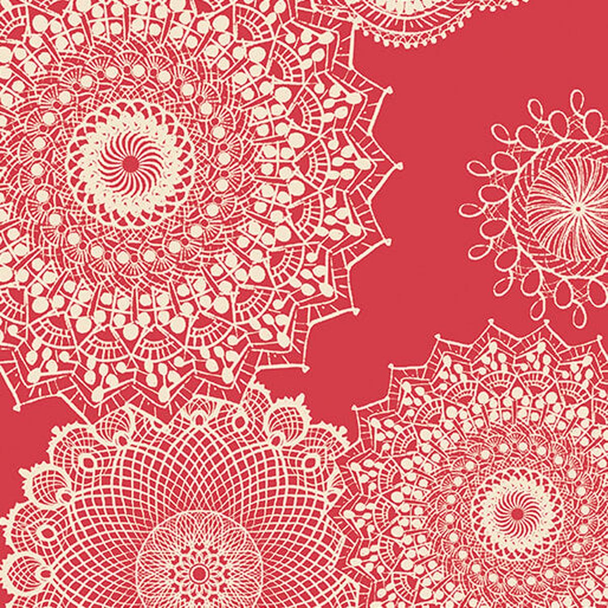 Winter Haven Dancing Doilies Coral Rachel Rossi Benartex Cotton Fabric BE-16790-23