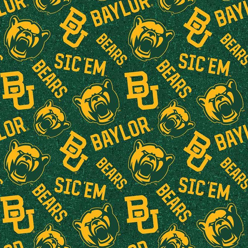 Baylor Bears NCAA College Tone on Tone Sykel Cotton Fabric BAY-1178 1/2