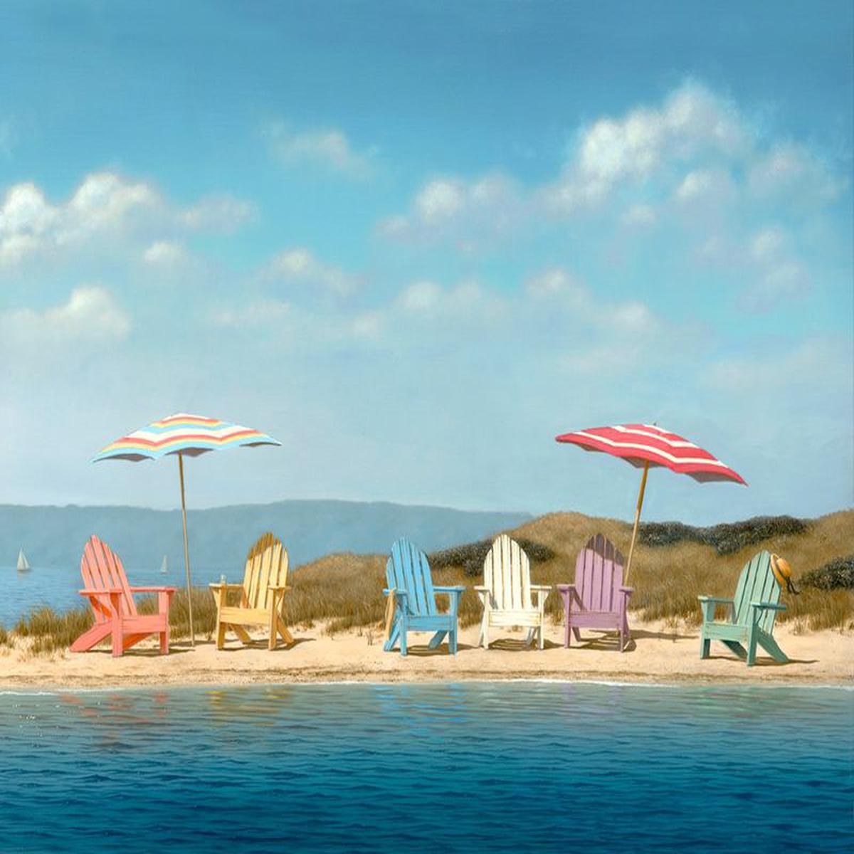 Summer Colors Beach Chairs Panel 36 America the Beautiful David Textiles Cotton Fabric DT-WW-3282-2C-1
