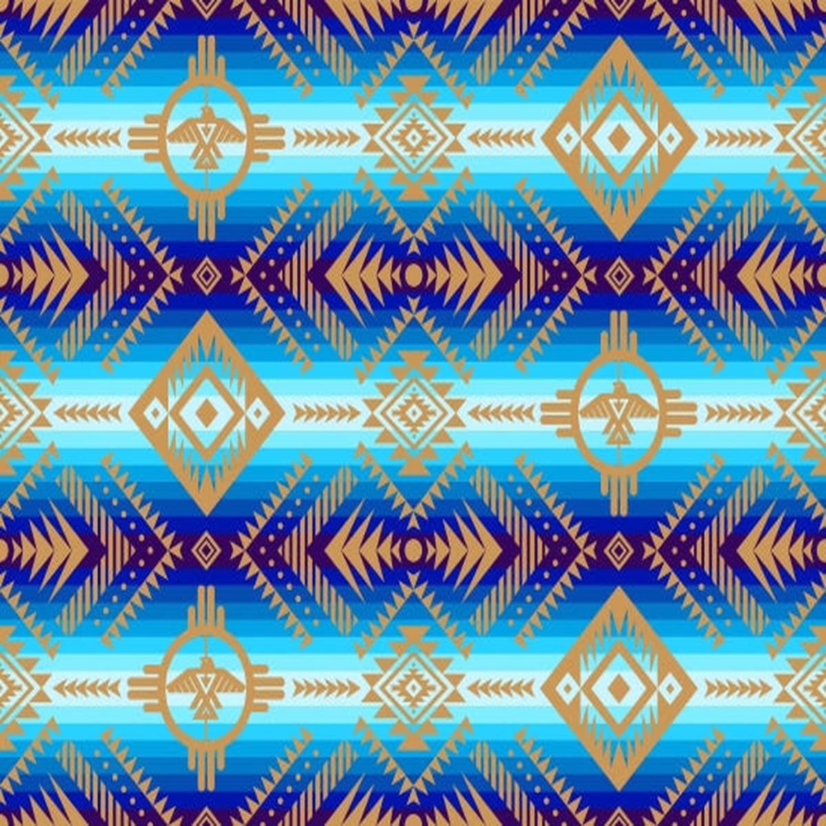 Tucson Thunderbird Blue Elizabeth's Studio Cotton Fabric ES-647 Blue