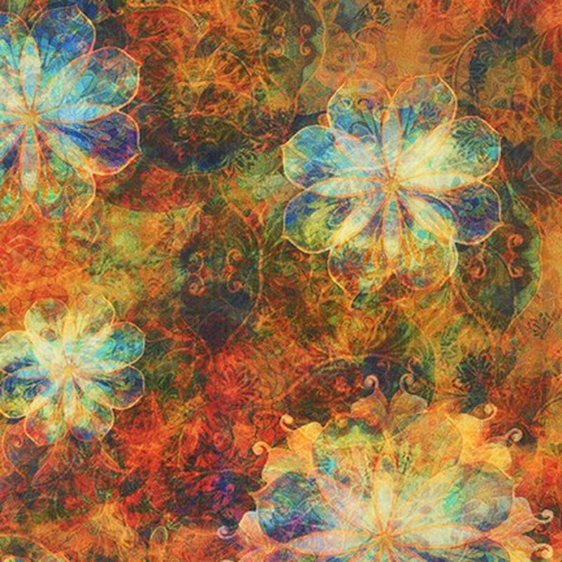 Venice Pressed Petals Blooms Amber Christiane Marques Robert Kaufman Cotton Fabric RK-AQSD-19721-142 1/2