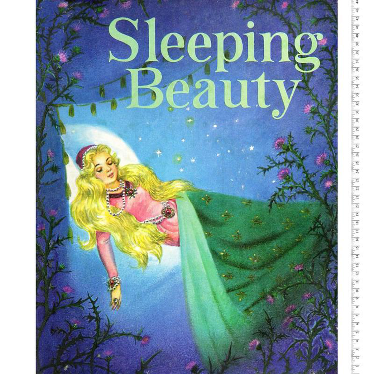 Vintage Storybooks Sleeping Beauty Panel 368243 Blue Digitally Printed David Textiles Cotton Fabric DT-BW-0152-0C-1