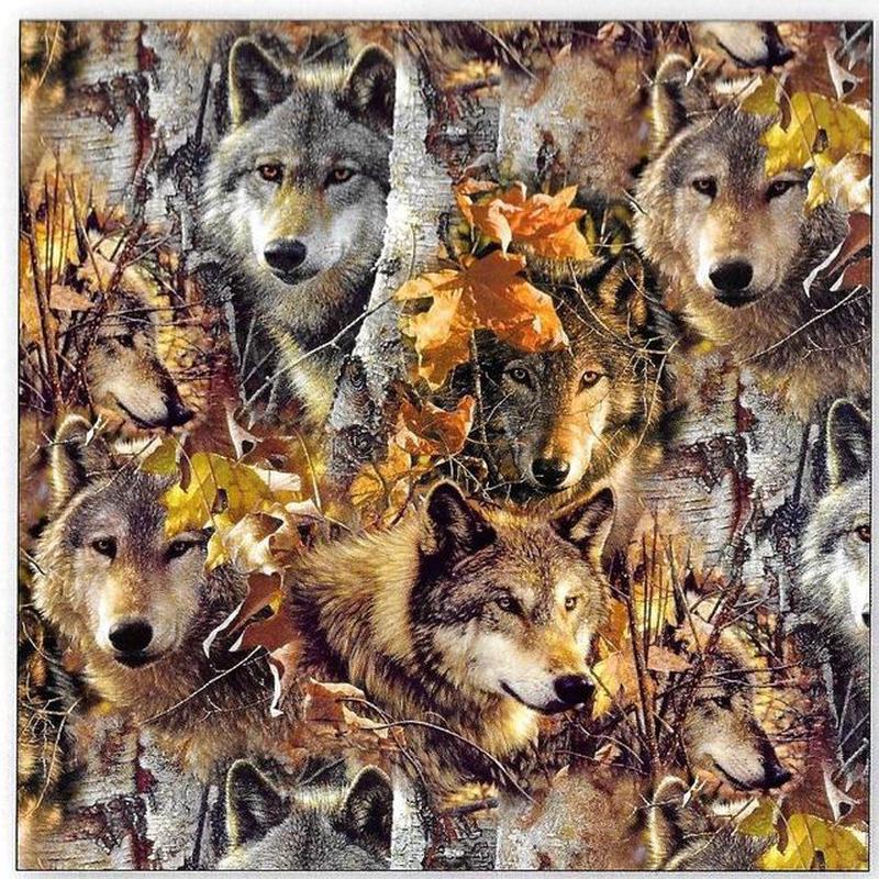 Animal Instincts Wolves Camouflage Hunting Print David Textiles Cotton Fabric DT-ML-3126-8C-CW-1 1/2