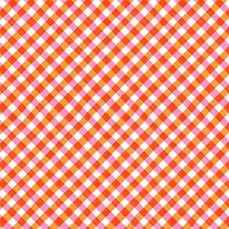 Autumn Breeze Gingham Coral Katherine Herrell Michael Miller Cotton Fabric MM-DDC12316-CORA-D 1/2