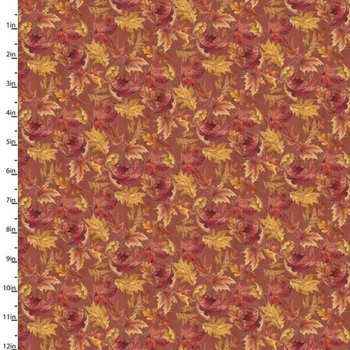 Autumn Days Falling Leaves Rust 3 Wishes Cotton Fabric 3W-23663-RST