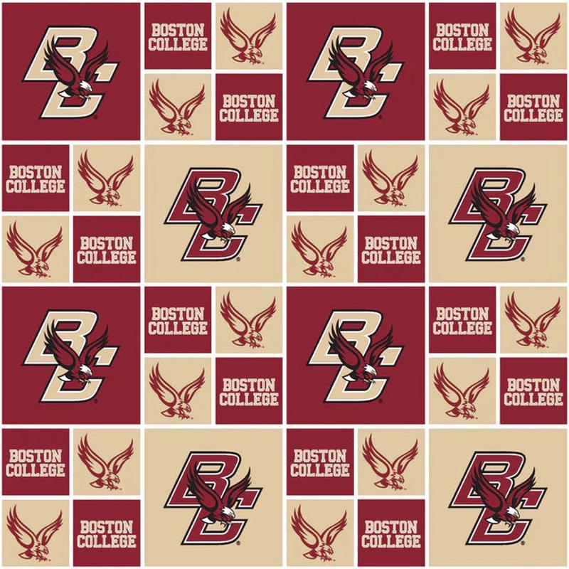 Boston Eagles NCAA College Block Sykel Enterprises Cotton Quilting Fabric BC-020
