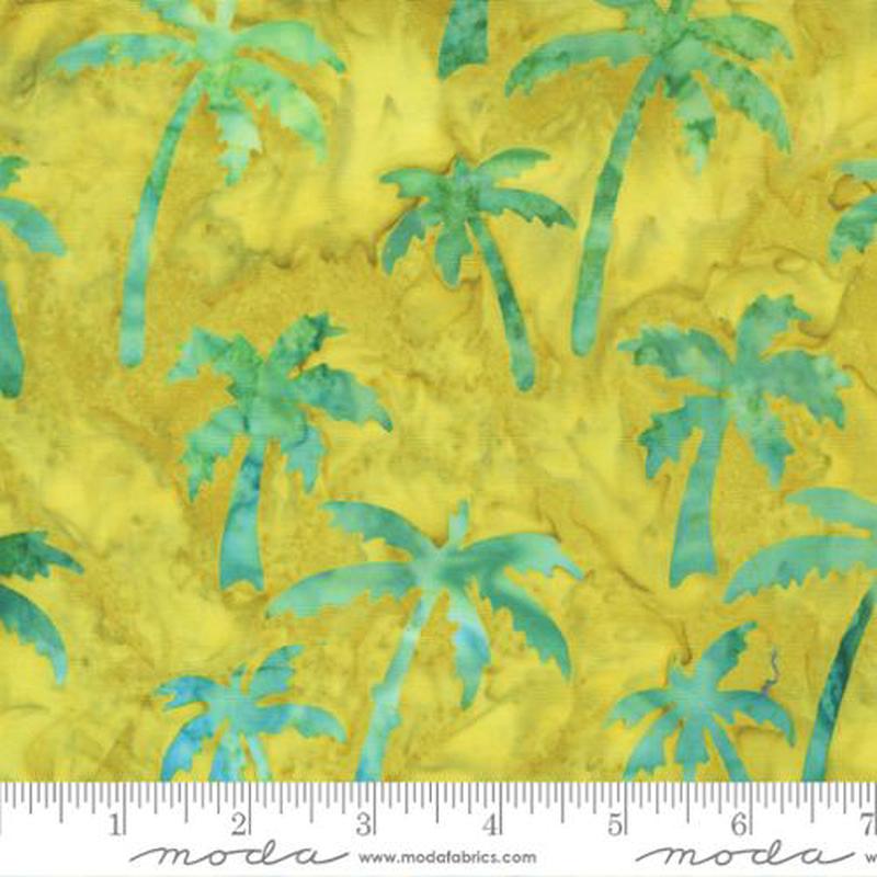 Beachy Batiks Coconut Tree Sunshine Yellow Moda Cotton Fabric 1