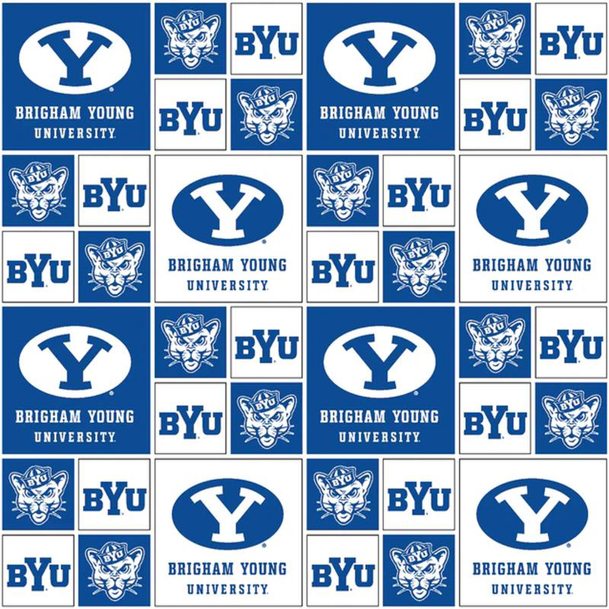 Brigham Young Cougars NCAA College Block Sykel Enterprises Cotton Fabric BYU-020