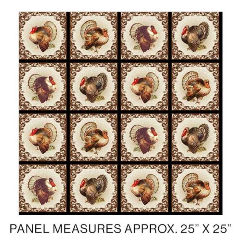 Turkey Time Squares Natural Multi Panel 25