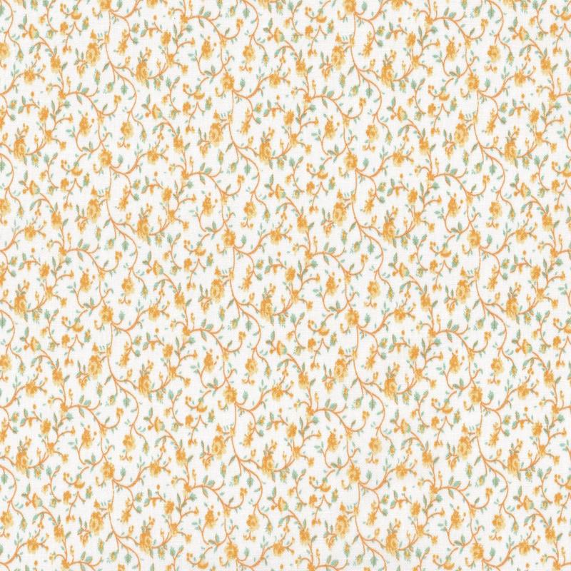 Wild Flowers Calico Floral Vines Yellow Foust Textiles Cotton Fabric