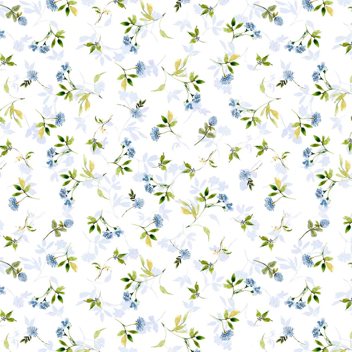 Among the Branches Floral and Leaves Toss White Susan Winget Wilmington Prints Fabrics Cotton Fabric WP-3023-39759-137 1/2