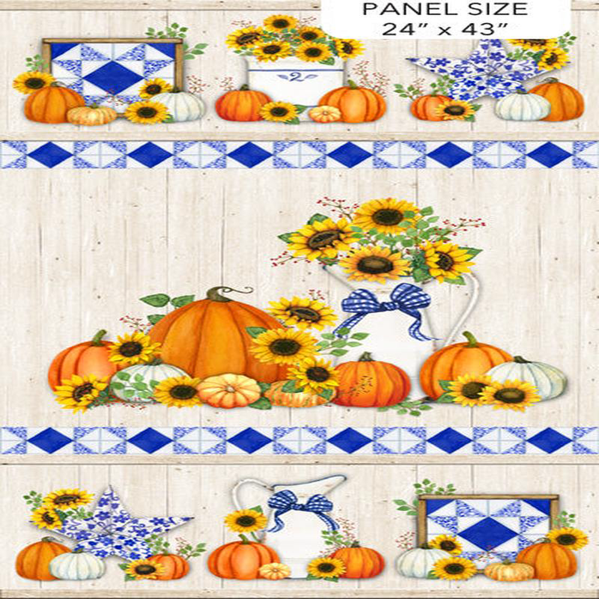 Autumn Gathering Sunflower Squash Panel 248221 Cream Multi Jennifer Nilsson Northcott Cotton Fabric NC-DP26935-11