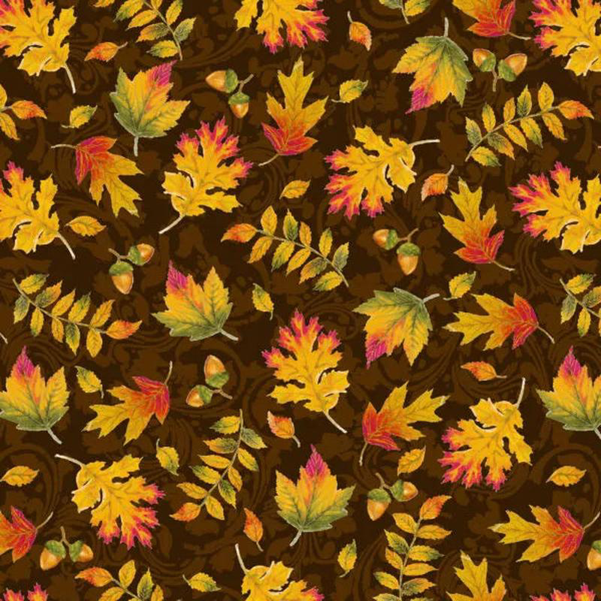 Autumn Glory Autumn Leaves Brown Freckle and Lollie Cotton Fabric