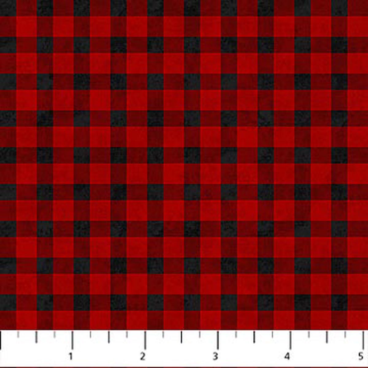 Beary Merry Christmas Buffalo Check Red Black Deborah Edwards Northcott Cotton Fabric NC-27065-24