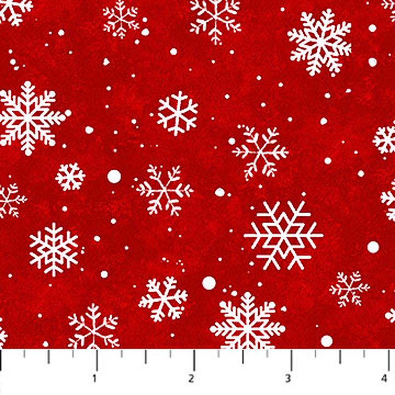 Twas The Night Before Christmas Snowflakes Red Simon Treadwell Northcott Cotton Fabric 1/2