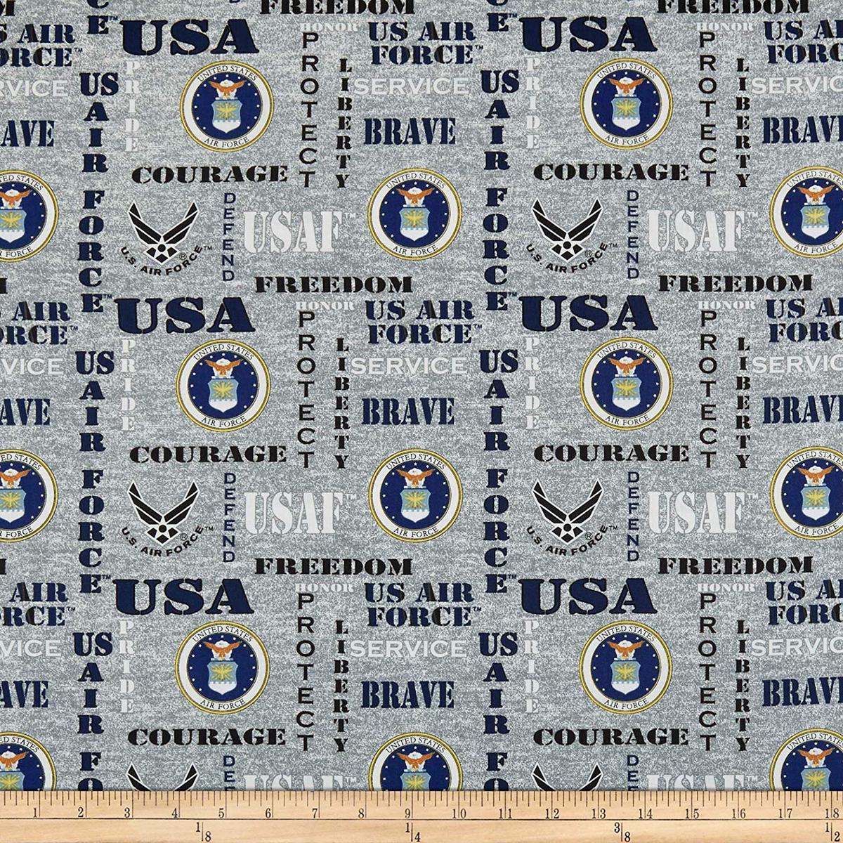 Air Force Military Armed Forces Liberty Freedom Brave Seal Heather Allover Sykel Enterprises Cotton Fabric SYK-1181-AF