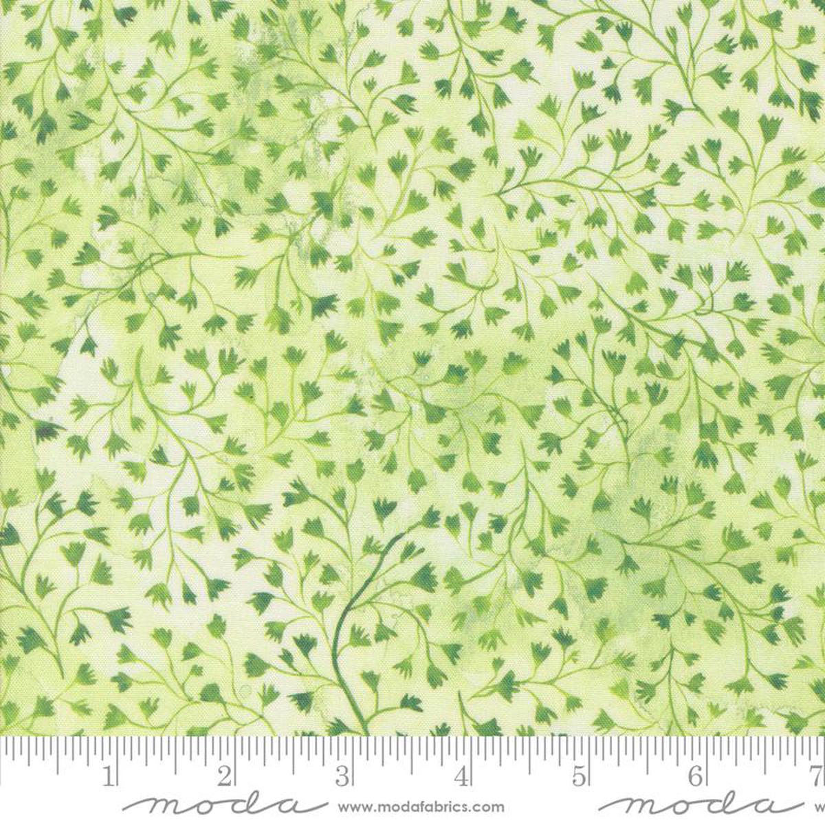 Sunshine & Blue Skies Fine Fellow Fern Watercolor Spring Green Create Joy Project Moda Cotton Fabric 1