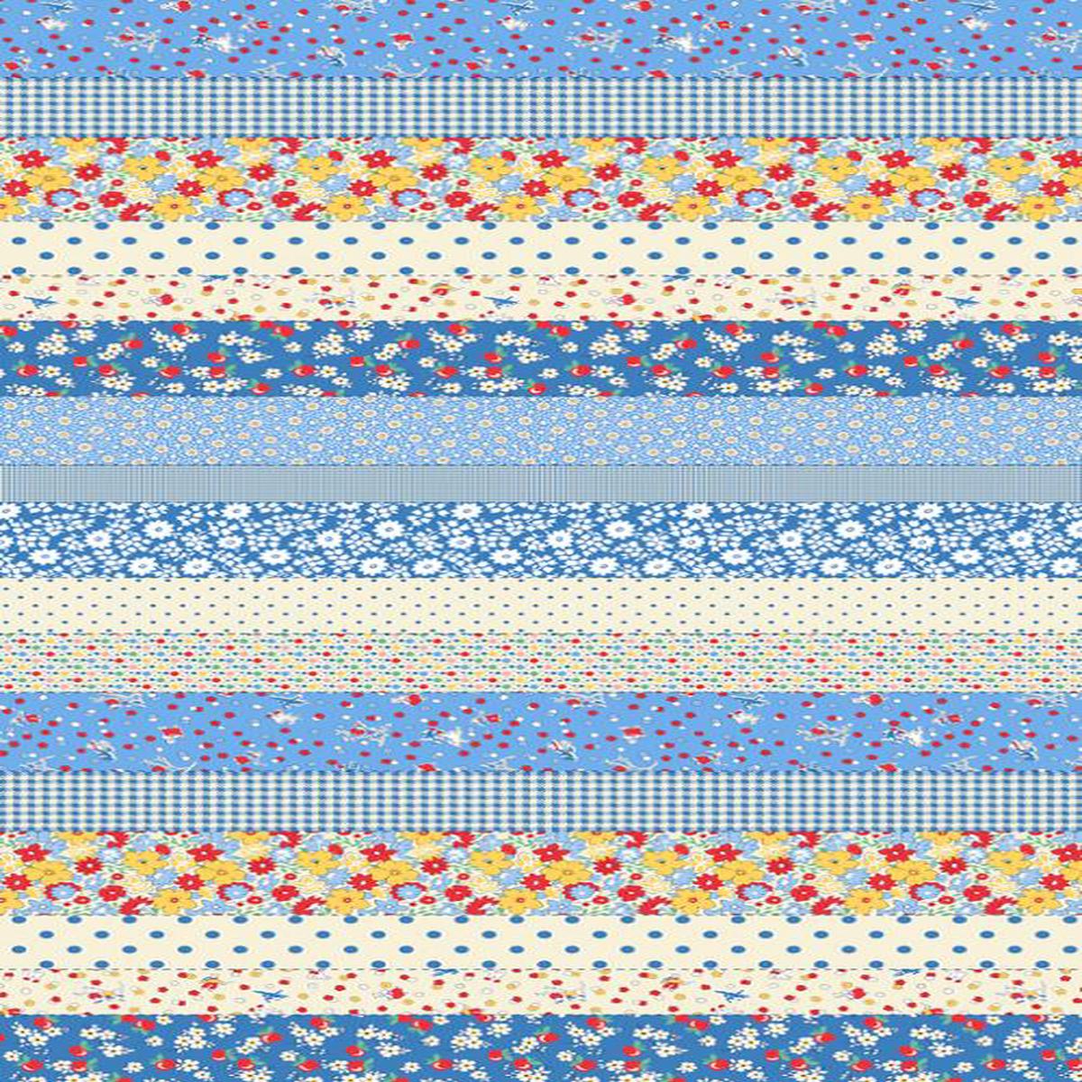 30s Playtime Cheater Strips Scrappy Bluebell Dark Blue Linzee McCray Moda Cotton Fabric MD-23380-12 1