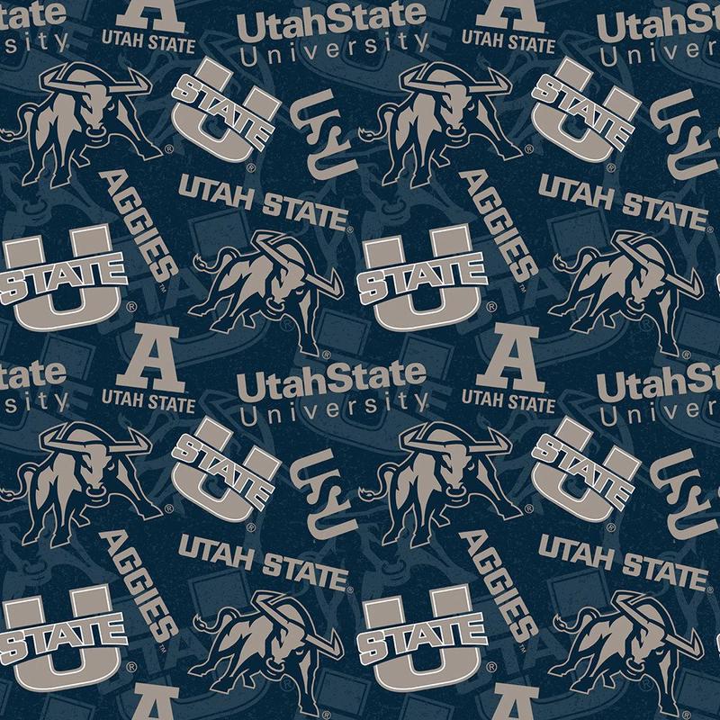 Utah State Aggies NCAA College Tone on Tone Sykel Cotton Fabric USU-1178