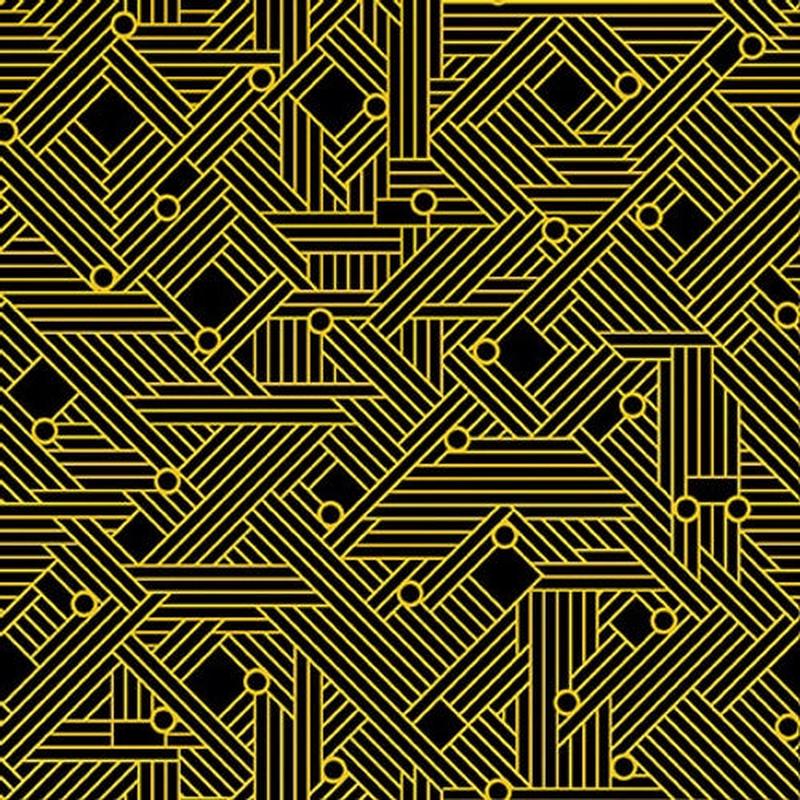 Black, White 24 Karat Circuit Board Black Color Principle Henry Glass Cotton Fabric HG-2867M-99 1