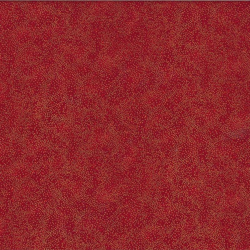 Brilliant Blender Tiny Dots Scarlet Red Gold Metallic Hoffman Cotton Fabric