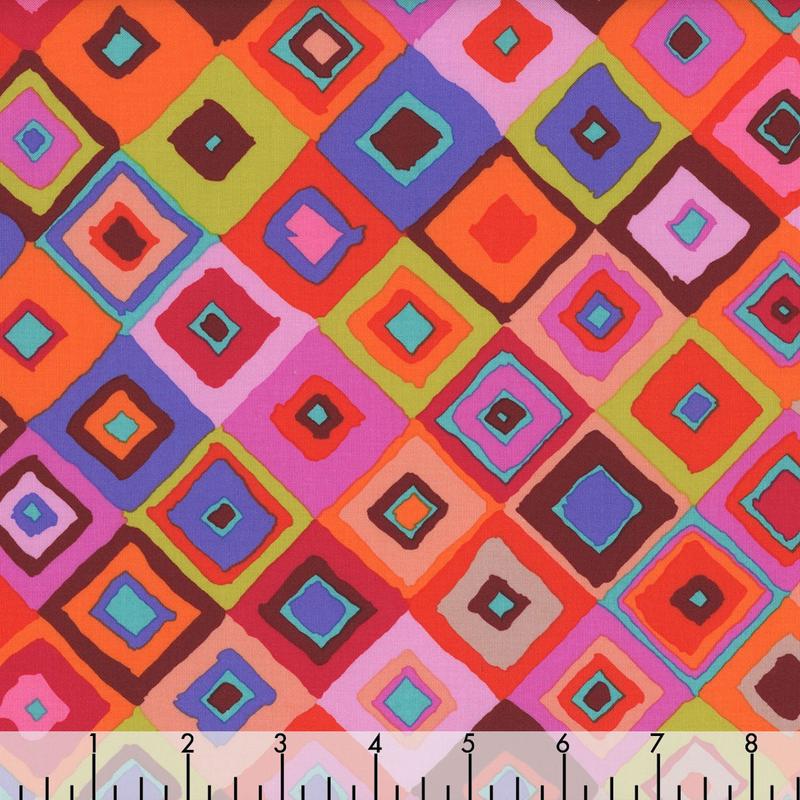 Square Dance Red February 2024 Kaffe Fassett Collective Free Spirit Cotton Fabric  FS-PWGP203.Red 1/2