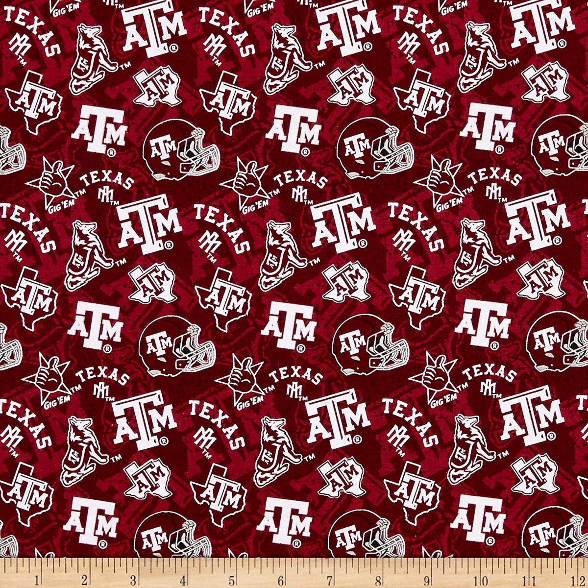 Texas A&M Aggies NCAA College Tone on Tone Sykel Cotton Fabric TAM-1178