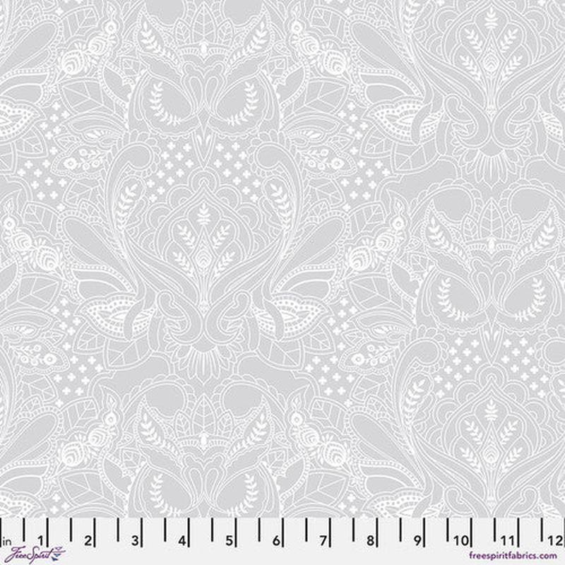 True Colors Ghost Owl Whisper Grey Tula Pink Free Spirit Cotton Fabric FS-PWTP250.WHISPER
