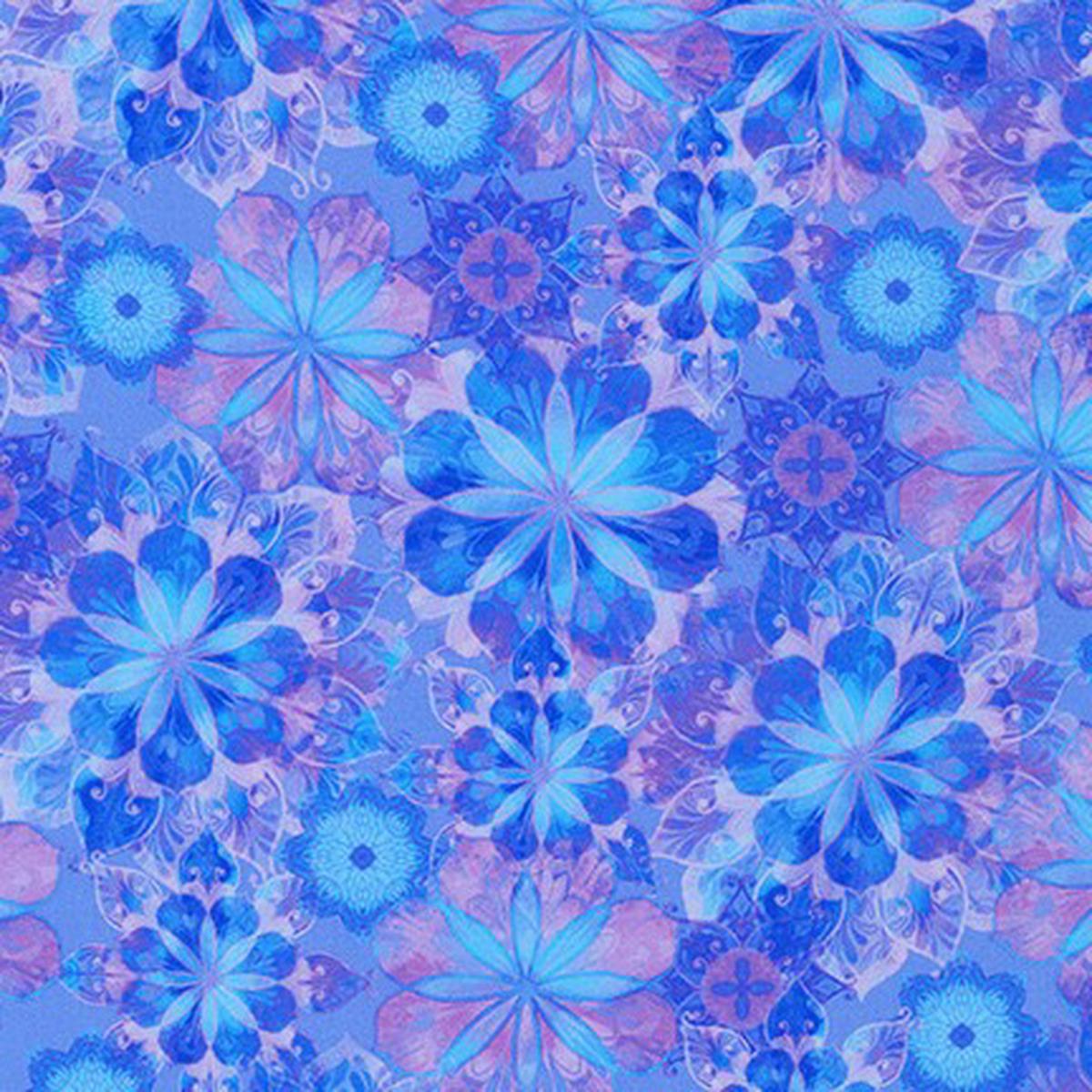Venice Blossom Collage Periwinkle Blue Purple Christiane Marques Robert Kaufman Cotton Fabric RK-AQSD-19722-61 1