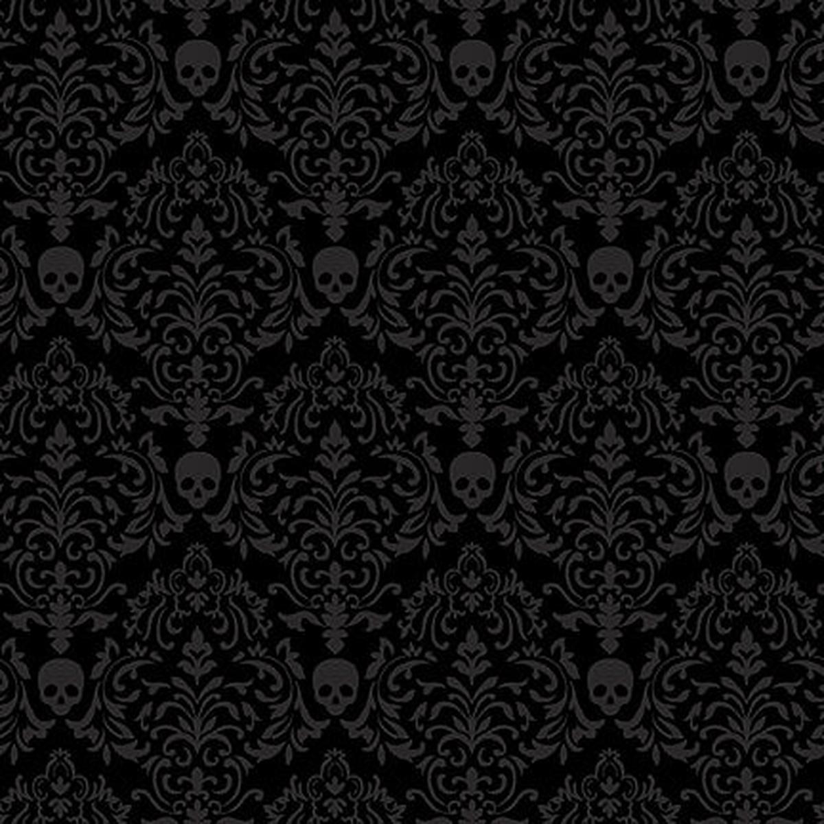 Spooky Night Spooky Small Damask Black Grace Popp Studio E Cotton Fabric 1