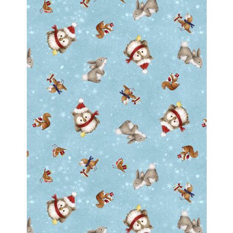 Woodland Gifts Critter Toss Light Blue Makiko Wilmington Prints Cotton Fabric WP-3043-45167-401