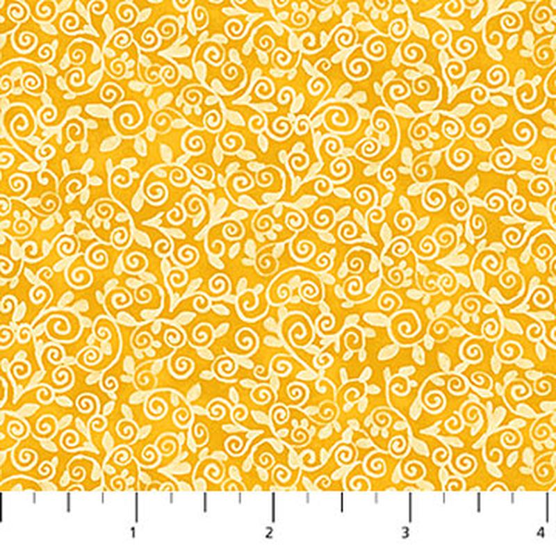 Autumn Gathering Scroll Yellow Jennifer Nilsson Northcott Cotton Fabric NC-26941-52