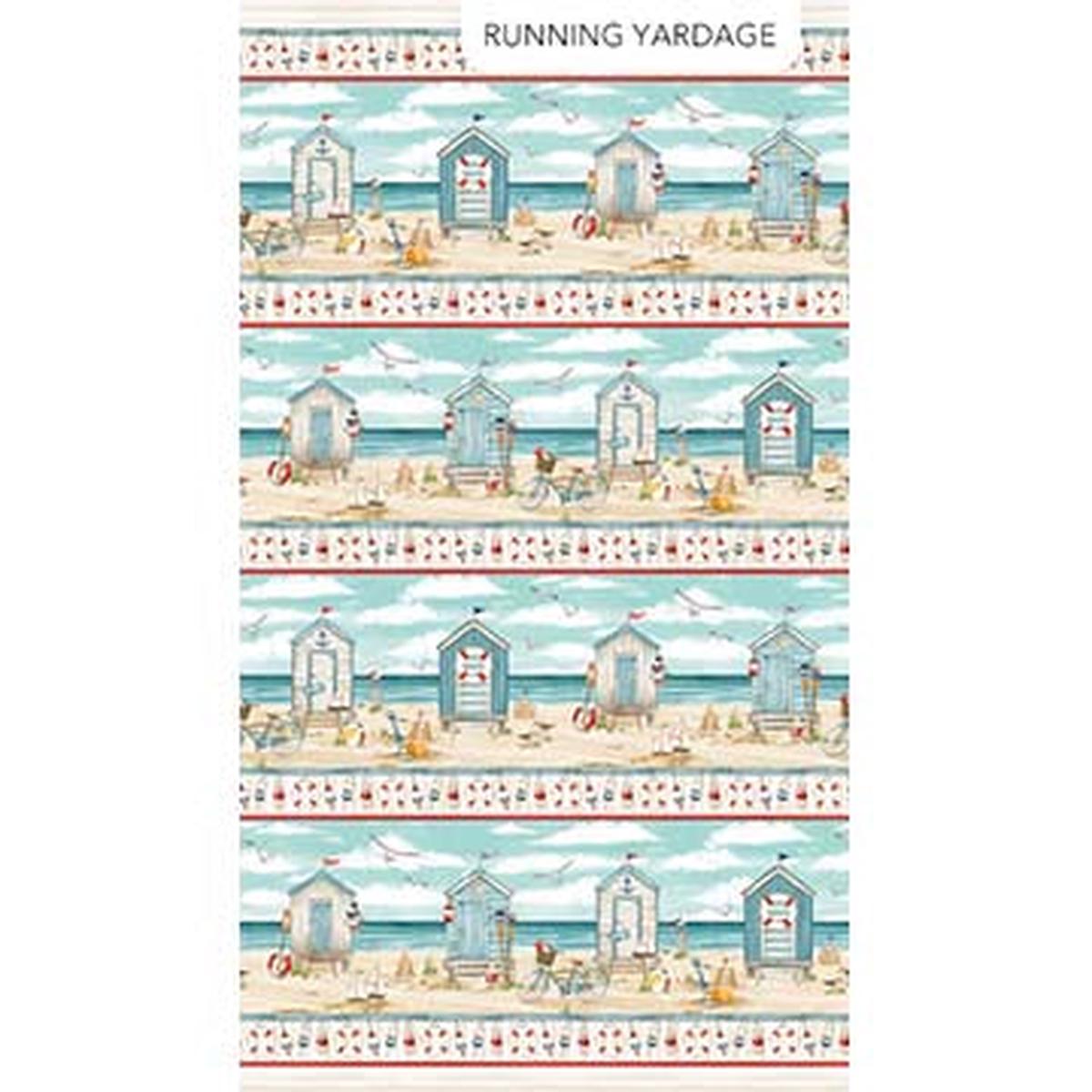 Beach Therapy Border Stripe Sand Multi Deborah Edwards Northcott Cotton Fabric NC-25466-12