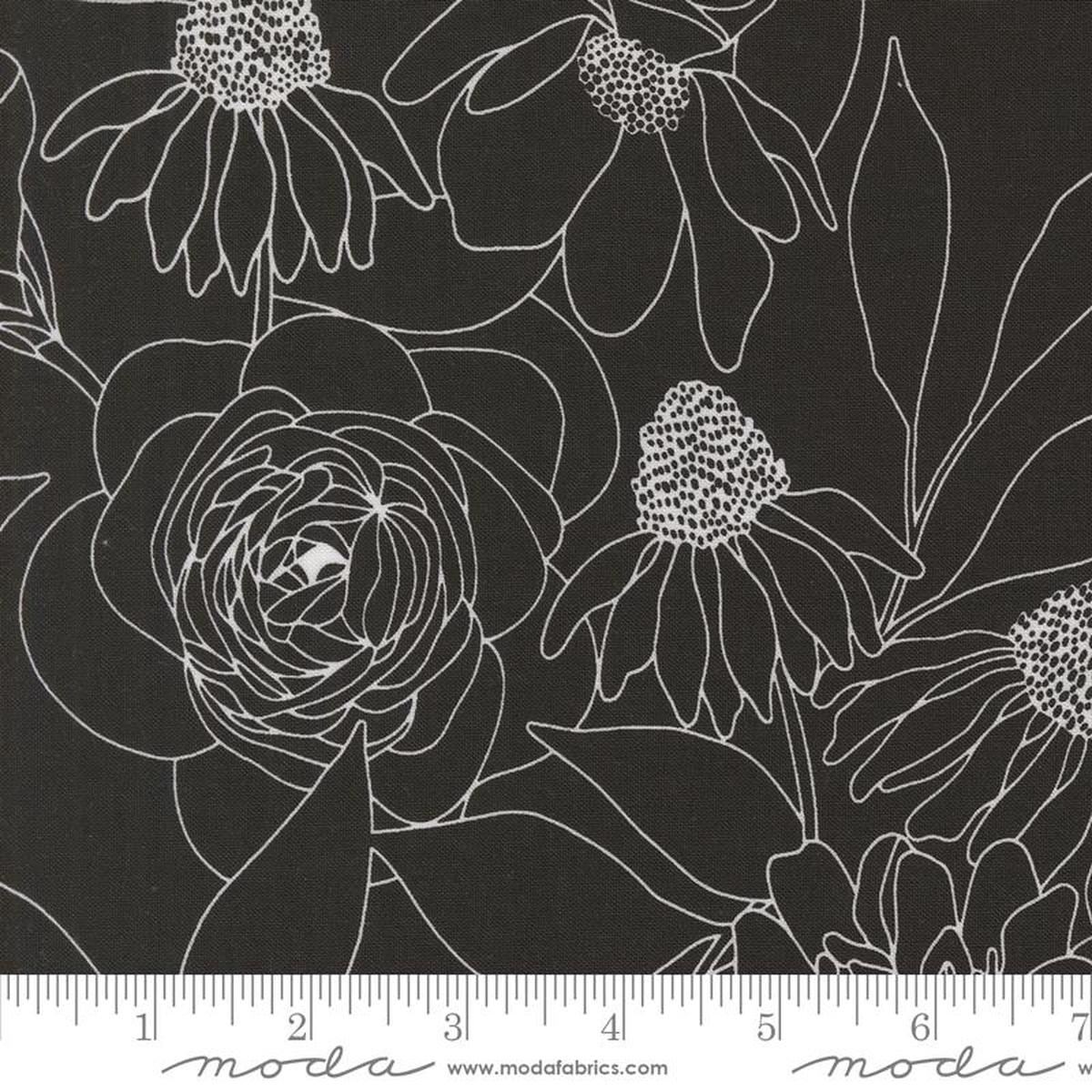 Botany Etched Florals Ink Black Alli K Design Moda Cotton Fabric MD-11557-12 1/2