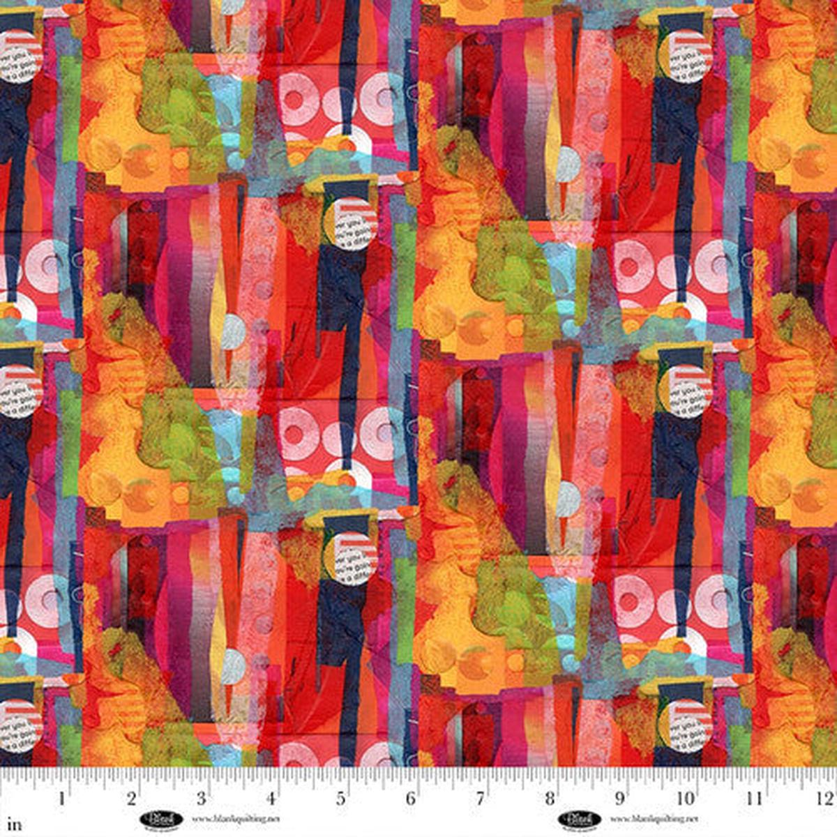 Spread The Word Abstract Shapes Red Kathryn Kramer Waters Blank Quilting Cotton Fabric BQ-4204-88 1/2