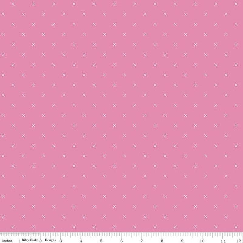 Bee Cross Stitch Taffy Pink Lori Holt Riley Blake Designs Cotton Fabric 1