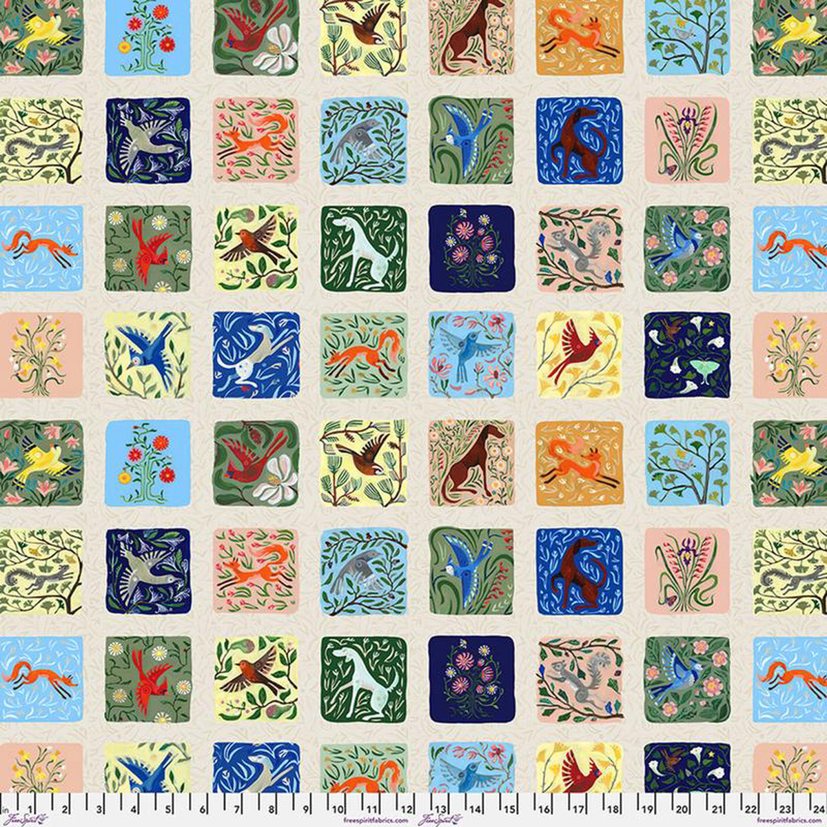 Backyard Wonder Storytellers Patchwork Tile Adam Trest Free Spirit Cotton Fabric FS-PWAT002TILE