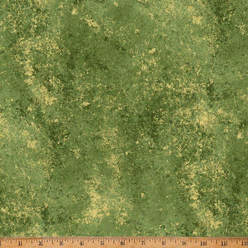 Brilliance Texture Leaf Green Gold Metallic Hoffman Cotton Fabric 1/2