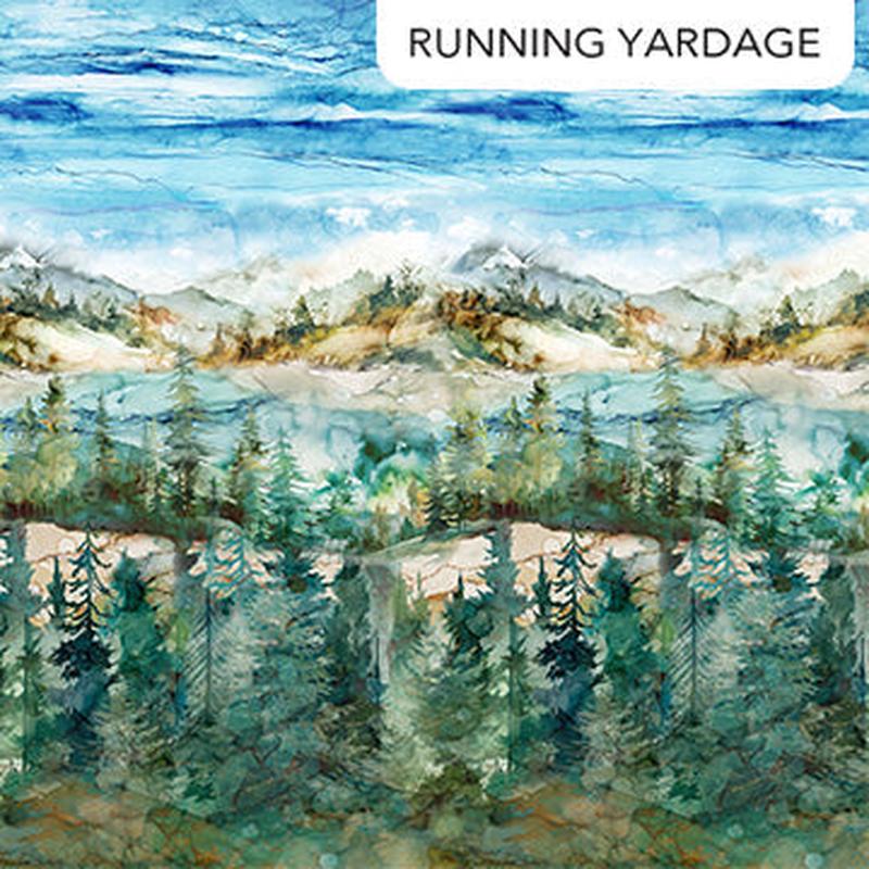 The Great Outdoors Mountain Ombre Teal Multi Deborah Edwards and Melanie Samra Northcott Fabrics Cotton Fabric NC-DP28453-64 1/2