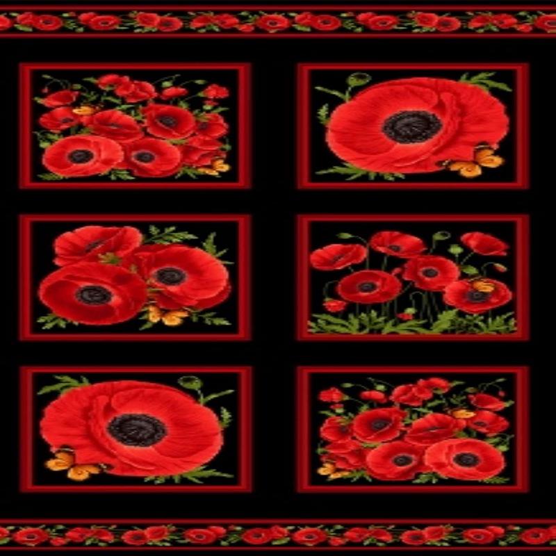 Wild Poppy Squares Panel 24
