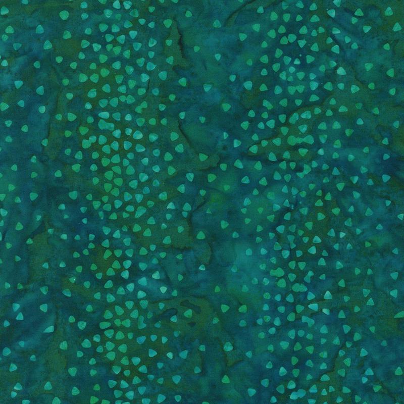 Tealing Good Batiks Small Triangles Teal Yellow Wilmington Prints Cotton Fabric WP-22275-775
