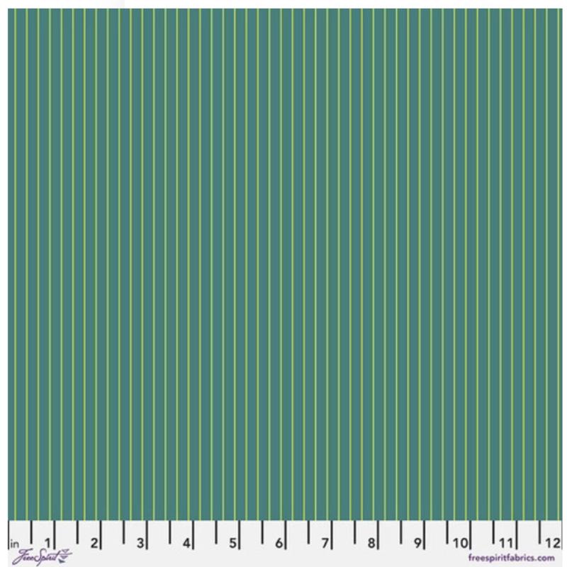 Tiny Stripes Songbird Green Tula Pink Free Spirit Cotton Fabric 1/2