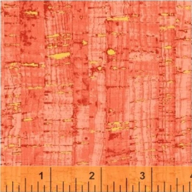 Uncorked Coral Orange Metallic Thread Windham Cotton Fabric WF-50107M-38 1/2