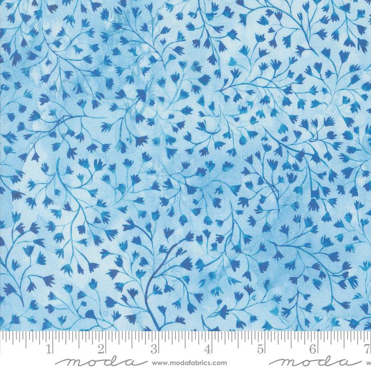Sunshine & Blue Skies Fine Fellow Fern Watercolor Sky Blue Create Joy Project Moda Cotton Fabric 1