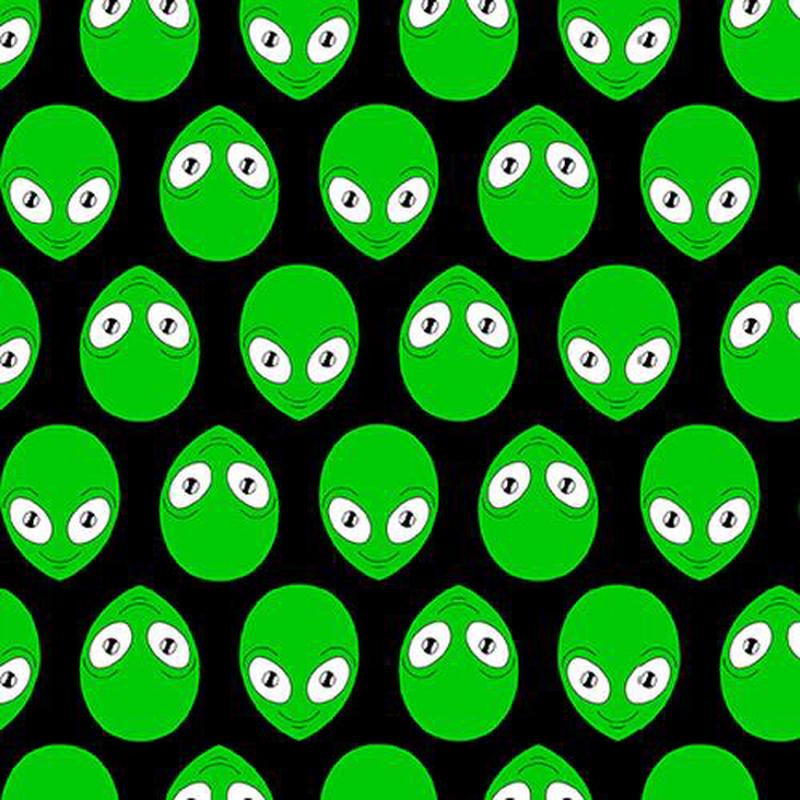 Amazing Aliens Alien Heads Green Blank Quilting Fabric Cotton Fabric BQ-1993G-66 1